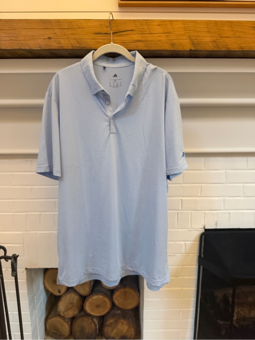 Adidas Men’s Light Blue Striped Polo Shirt